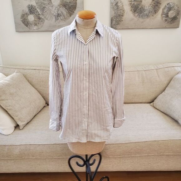 Lafayette 148 New York Helen Striped Blouse sz XS - Picture 3 of 13